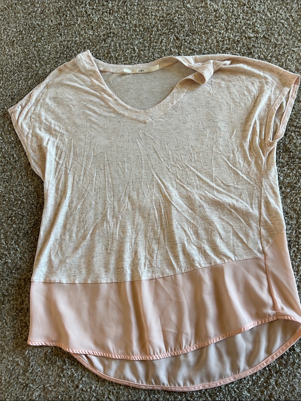 Gibson Blush Pink Mixed-Media Short Sleeve Top